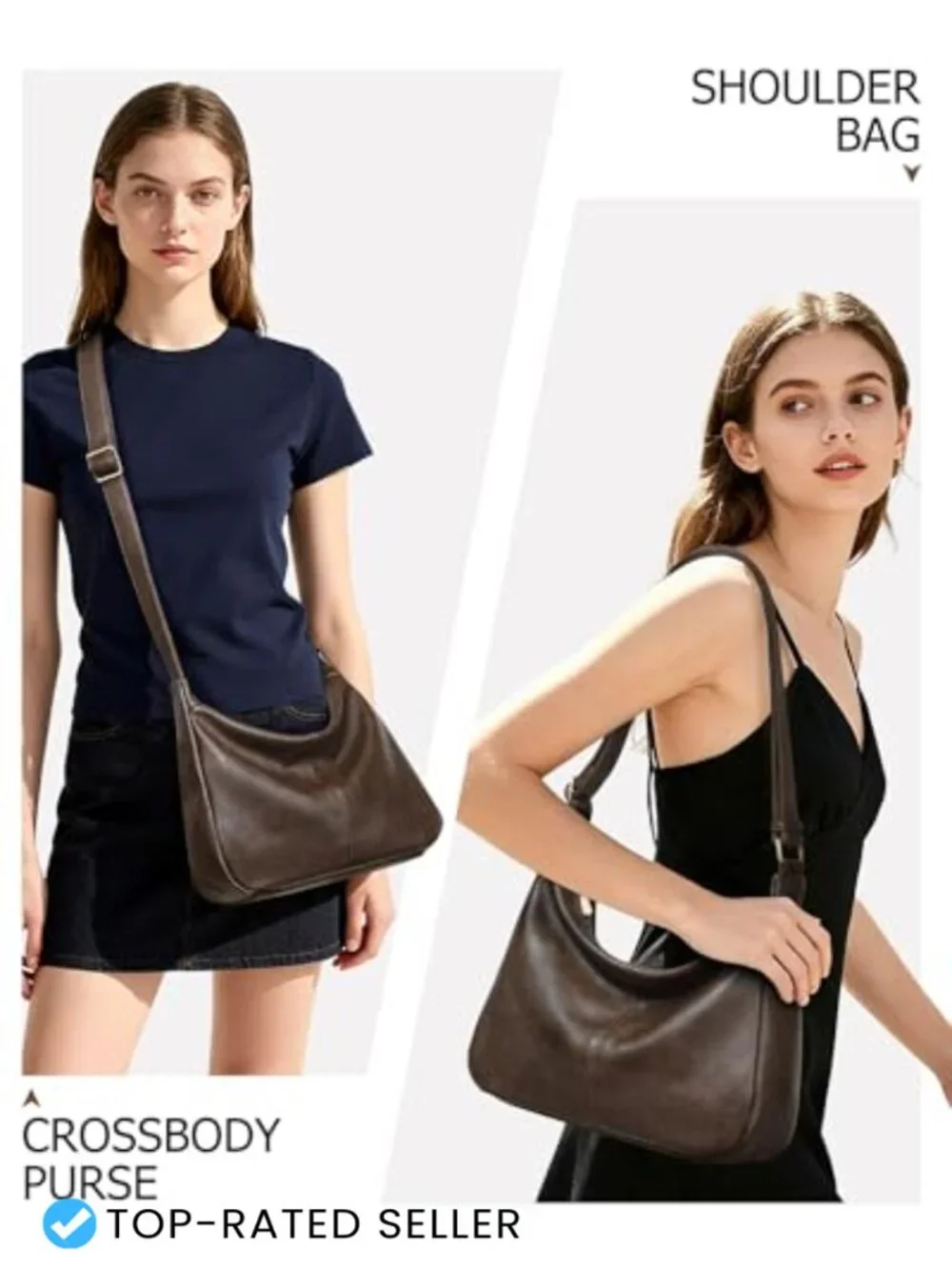 Soft Vegan Leather Hobo Bag Crossbody Shoulder Handbag Tote Purse